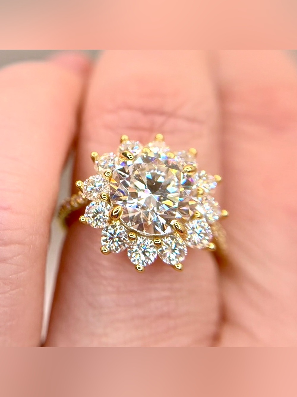 2 ct Floral Halo Moissanite Ring • Size 6 • Custom US Vendor • NWOT - Picture 11 of 14
